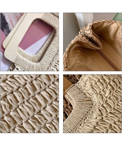 Straw Tote Bag with Wooden Handle Women Hobo Woven Handbag Summer Beach Travel/67 Beige $21.28 Totes