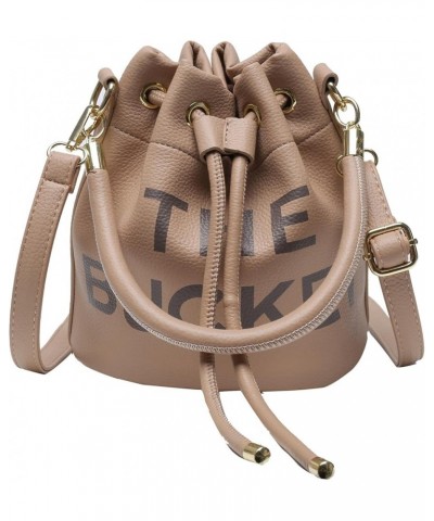 Drawstring Bucket Cross body Bags for Women Handbags Purses Designer Soft Vegan Leather Shoulder Bags Khaki $11.95 Shoulder Bags