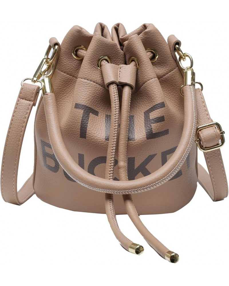 Drawstring Bucket Cross body Bags for Women Handbags Purses Designer Soft Vegan Leather Shoulder Bags Khaki $11.95 Shoulder Bags