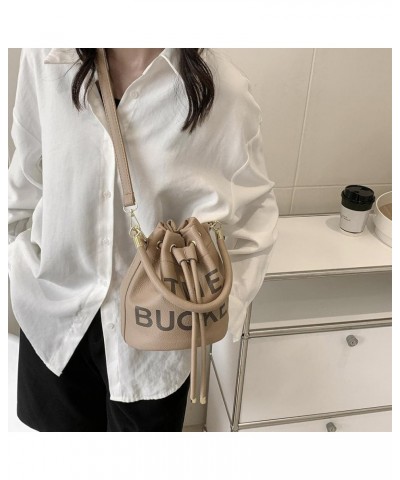 Drawstring Bucket Cross body Bags for Women Handbags Purses Designer Soft Vegan Leather Shoulder Bags Khaki $11.95 Shoulder Bags