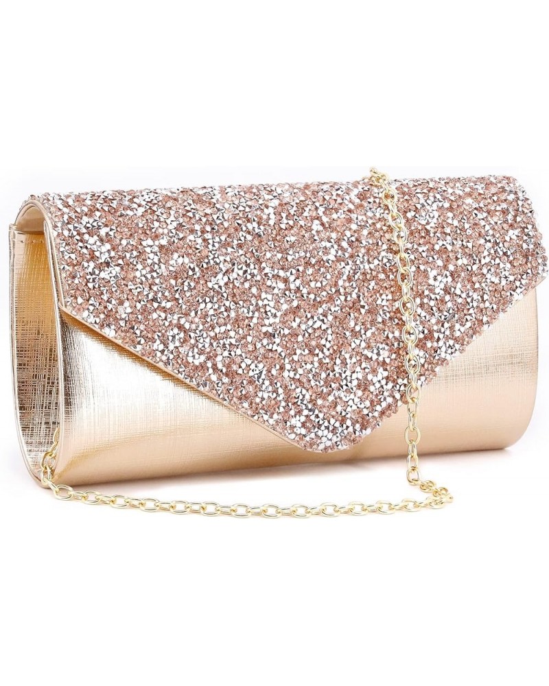 Womens Envelope Evening Bag Clutch Purses Sparkling Rhinestone Hangbag Shoulder Crossbody Bag with Detachable Chain Shiny Rhi...