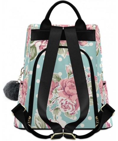 Vintage Flower Polka Dot Polyester Backpack Purse Travel Bag for Women Fashion Back Pack Shoulder Bag $18.40 Backpacks