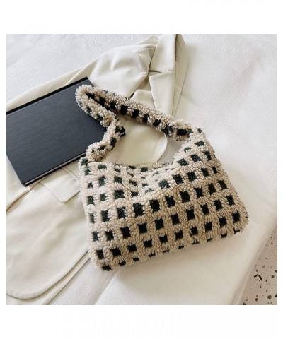 Fashion Shoulr Bag Retro Warm Autumn nter Unrarm Bag Fluffy er Small for Travel Work for Ladi Girl Khaki Checkered $6.76 Shou...