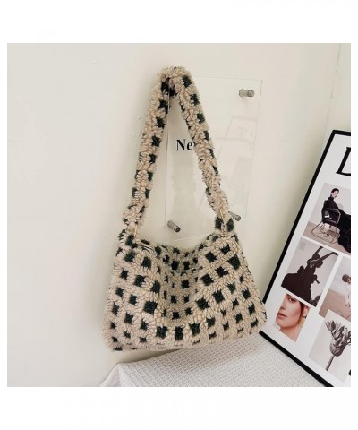 Fashion Shoulr Bag Retro Warm Autumn nter Unrarm Bag Fluffy er Small for Travel Work for Ladi Girl Khaki Checkered $6.76 Shou...