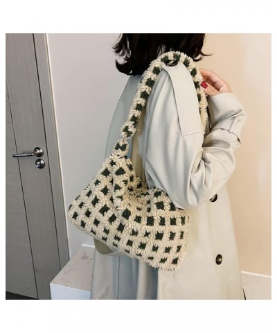 Fashion Shoulr Bag Retro Warm Autumn nter Unrarm Bag Fluffy er Small for Travel Work for Ladi Girl Khaki Checkered $6.76 Shou...