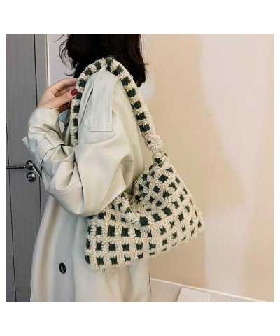 Fashion Shoulr Bag Retro Warm Autumn nter Unrarm Bag Fluffy er Small for Travel Work for Ladi Girl Khaki Checkered $6.76 Shou...