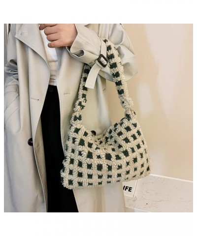 Fashion Shoulr Bag Retro Warm Autumn nter Unrarm Bag Fluffy er Small for Travel Work for Ladi Girl Khaki Checkered $6.76 Shou...