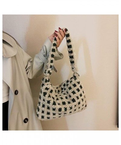 Fashion Shoulr Bag Retro Warm Autumn nter Unrarm Bag Fluffy er Small for Travel Work for Ladi Girl Khaki Checkered $6.76 Shou...