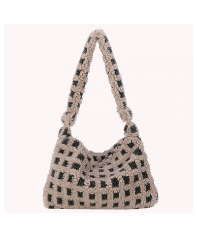 Fashion Shoulr Bag Retro Warm Autumn nter Unrarm Bag Fluffy er Small for Travel Work for Ladi Girl Khaki Checkered $6.76 Shou...