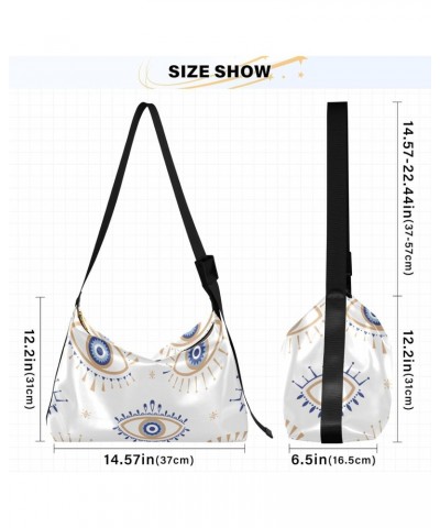 Evil Eye Magic Hobo Shoulder Bag for Women Men PU Leather Crossbody Bag Slouchy Tote Handbags for Travel Work $18.80 Totes