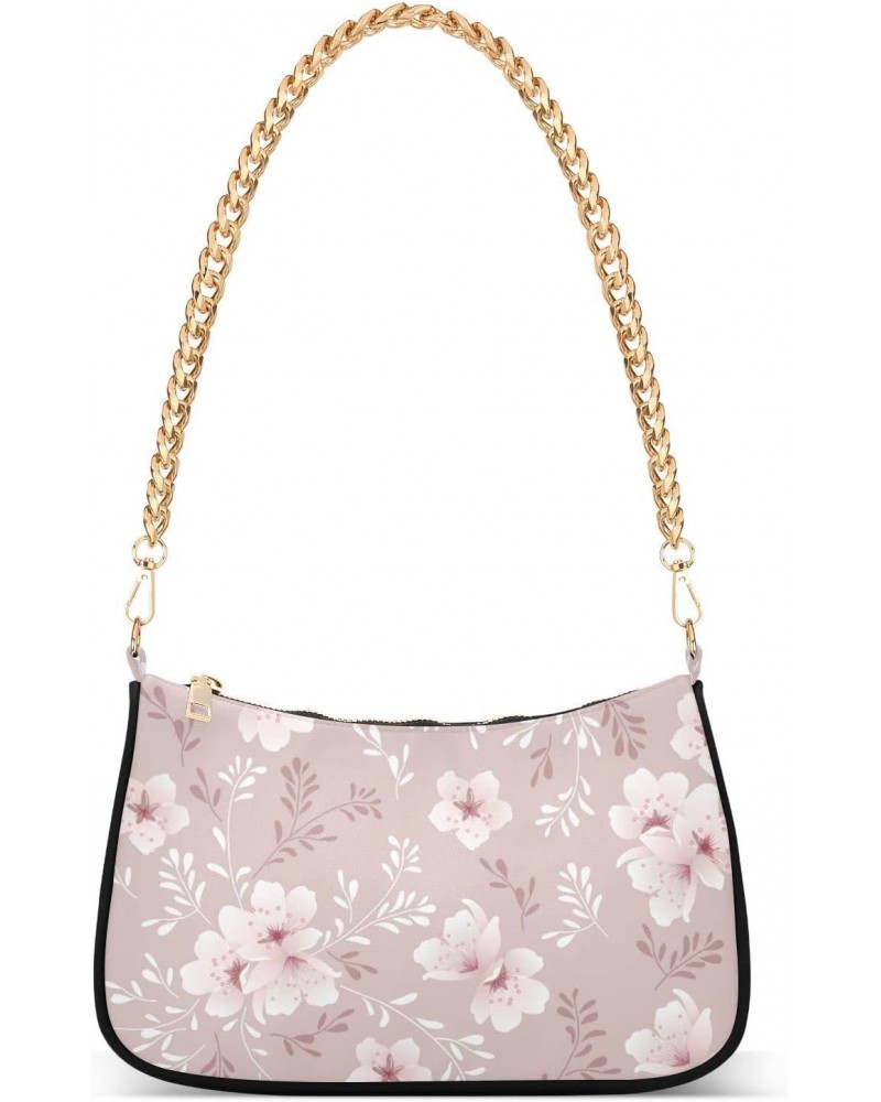 Pink Cherry Blossom FlowersShoulder Bag Purse for Women Tote Handbag with Zipper Closure $14.88 Totes