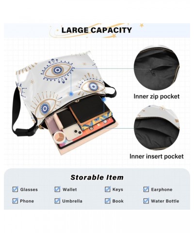 Evil Eye Magic Hobo Shoulder Bag for Women Men PU Leather Crossbody Bag Slouchy Tote Handbags for Travel Work $18.80 Totes