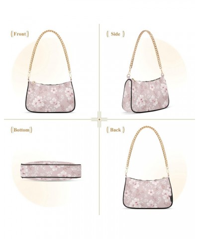 Pink Cherry Blossom FlowersShoulder Bag Purse for Women Tote Handbag with Zipper Closure $14.88 Totes