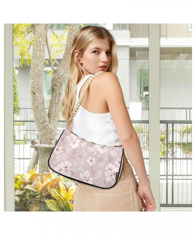 Pink Cherry Blossom FlowersShoulder Bag Purse for Women Tote Handbag with Zipper Closure $14.88 Totes