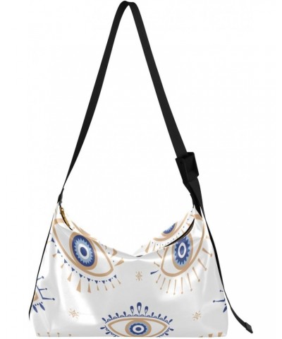 Evil Eye Magic Hobo Shoulder Bag for Women Men PU Leather Crossbody Bag Slouchy Tote Handbags for Travel Work $18.80 Totes