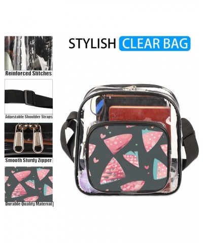 Triangle Patchwork Pattern Clear Crossbody Bag Stadiums Approved Clear Messenger Shoulder Bag with Adjustable Strap for Work,...