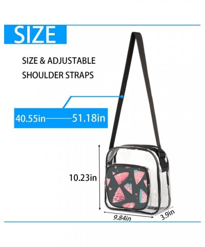 Triangle Patchwork Pattern Clear Crossbody Bag Stadiums Approved Clear Messenger Shoulder Bag with Adjustable Strap for Work,...