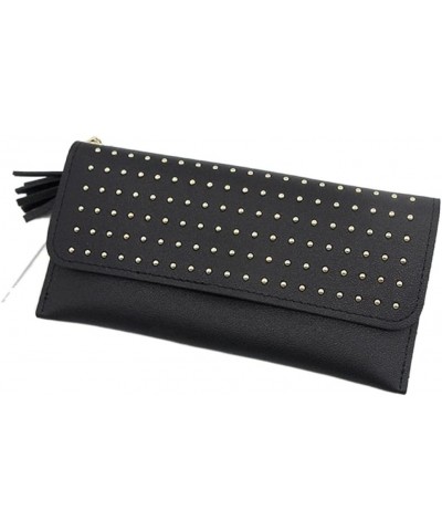 Wallet Studded Wallet Zipper Coin Purse Rivet Wallet New Long Wallet Card Document Holder-Red (Color : Red) Black $43.36 Wallets