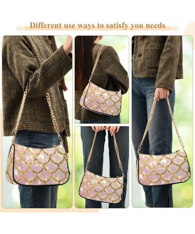 Light Blue Women's Shoulder Handbag Clutch Shoulder Tote HandBag Fish Scales Pink $17.69 Handbags