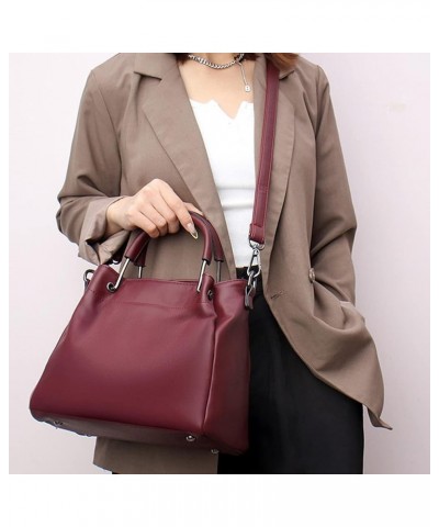 Women Purse and Handbag Soft Leather Shoulder Bag Ladies Work Top Handle Satchel Burgundy $26.38 Totes