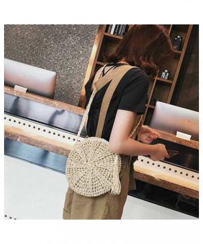 Summer Women Straw Crossbody Bag Bohemian Handbag Tassels Crochet Beach Handbag For Beach Travel Daily Bag Beige $10.43 Cross...