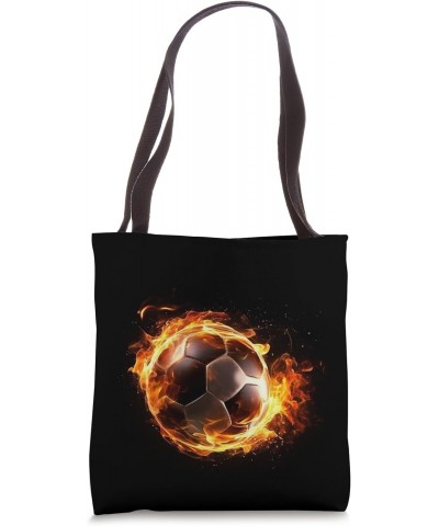 realistic fire football ball soccer winner score Heartbeat Tote Bag $12.71 Totes