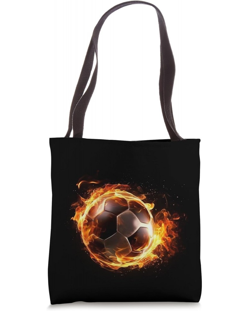 realistic fire football ball soccer winner score Heartbeat Tote Bag $12.71 Totes