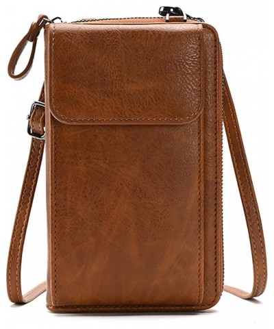 Womens Crossbody Bag Cell phone Wallet Small Shoulder Purse Leather Card Handbag Brown $23.21 Totes