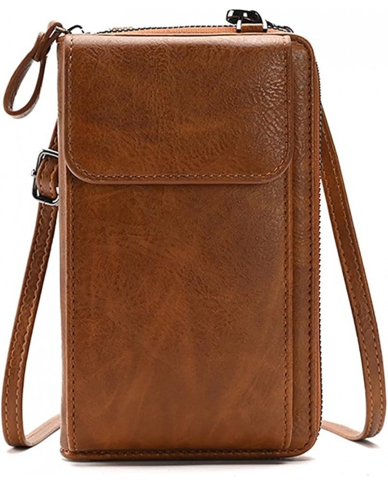 Womens Crossbody Bag Cell phone Wallet Small Shoulder Purse Leather Card Handbag Brown $23.21 Totes