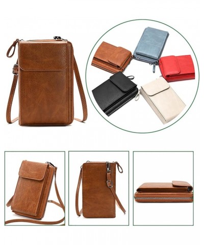 Womens Crossbody Bag Cell phone Wallet Small Shoulder Purse Leather Card Handbag Brown $23.21 Totes