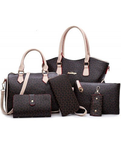 Women'S Handbag Pu Leather Fashion Shoulder Bag Handbag Purse Card Bag Clut 6 Pcs Black $43.42 Shoulder Bags