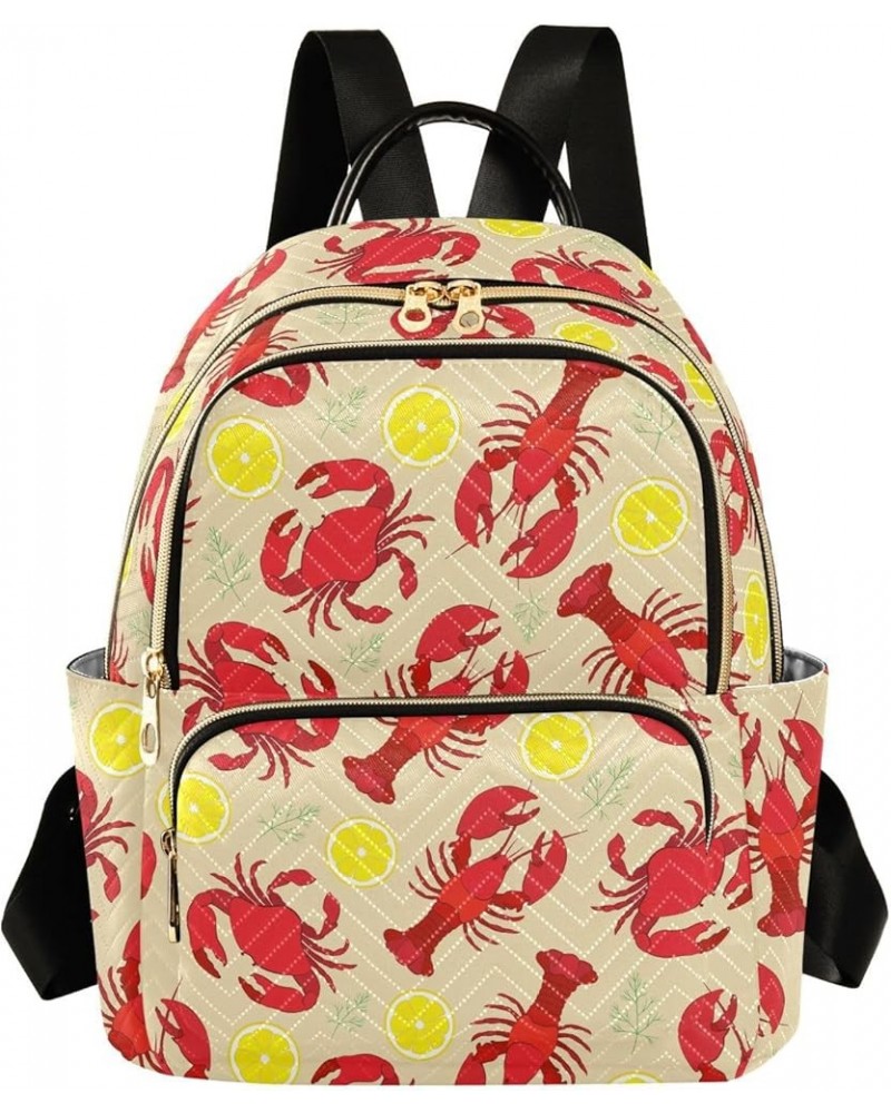 Lobster Crab Lemon Dill Backpack Purse for Women Anti-theft Small Fashion Travel Backpack Back Pack Handbag Lady Purse,S Smal...