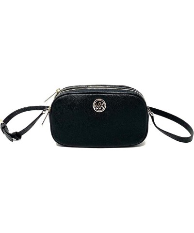 Women's Fulton Double Zip Leather Crossbody Bag Black $49.95 Crossbody Bags