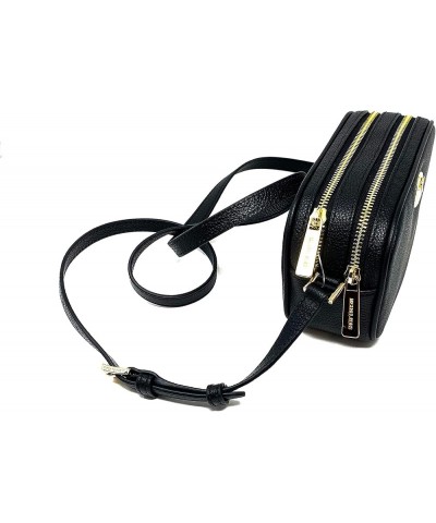 Women's Fulton Double Zip Leather Crossbody Bag Black $49.95 Crossbody Bags