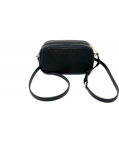 Women's Fulton Double Zip Leather Crossbody Bag Black $49.95 Crossbody Bags