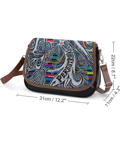 Printed Crossbody Bag Shoulder Bag PU Leather Women's Designer Satchels Colorful Letters Color2 $19.20 Satchels