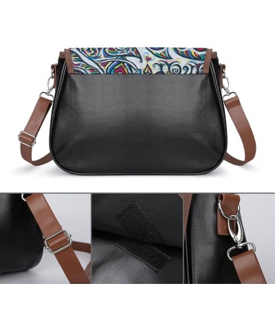 Printed Crossbody Bag Shoulder Bag PU Leather Women's Designer Satchels Colorful Letters Color2 $19.20 Satchels