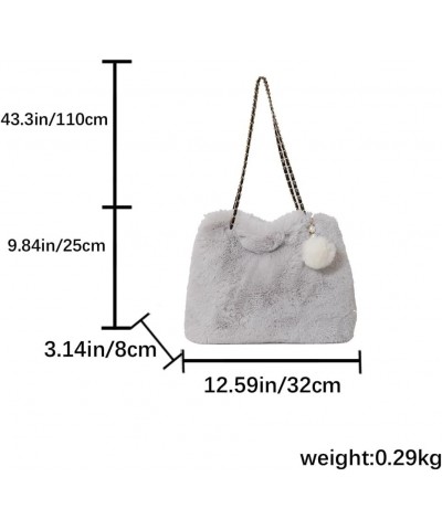 Women Fluffy Crosssbody Bag Soft Versatile Shopping Bag Faux with Pendant Large Capacity Female Fashion Travel Bag Grey $10.5...