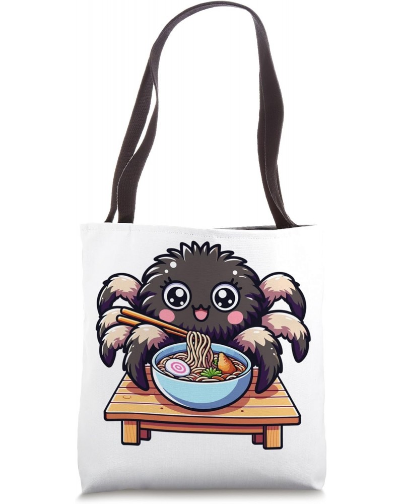 Cute Japanese Kawaii Chibi Tarantula Eating Ramen Tote Bag $9.90 Totes