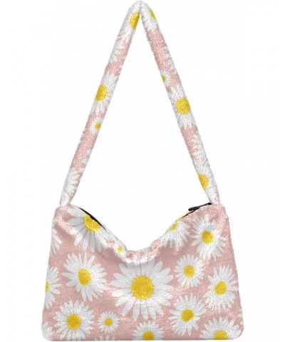 Daisies Flowers Fluffy Tote Bag Cross Body Bags Handbag Purse Shoulder Bag for Women Daily Gifts with Zipper $12.59 Totes