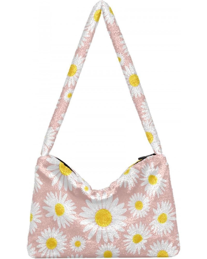 Daisies Flowers Fluffy Tote Bag Cross Body Bags Handbag Purse Shoulder Bag for Women Daily Gifts with Zipper $12.59 Totes