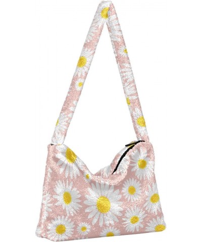 Daisies Flowers Fluffy Tote Bag Cross Body Bags Handbag Purse Shoulder Bag for Women Daily Gifts with Zipper $12.59 Totes