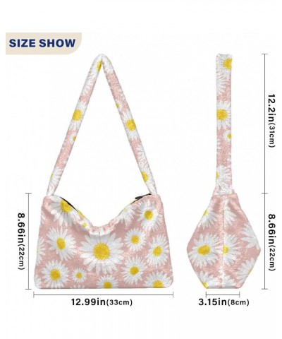 Daisies Flowers Fluffy Tote Bag Cross Body Bags Handbag Purse Shoulder Bag for Women Daily Gifts with Zipper $12.59 Totes