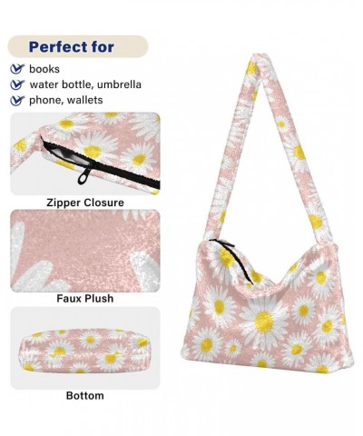 Daisies Flowers Fluffy Tote Bag Cross Body Bags Handbag Purse Shoulder Bag for Women Daily Gifts with Zipper $12.59 Totes