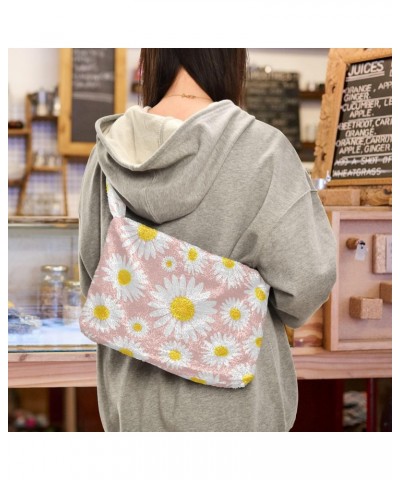 Daisies Flowers Fluffy Tote Bag Cross Body Bags Handbag Purse Shoulder Bag for Women Daily Gifts with Zipper $12.59 Totes