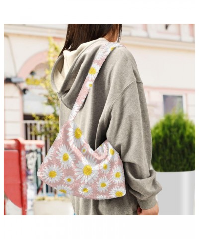 Daisies Flowers Fluffy Tote Bag Cross Body Bags Handbag Purse Shoulder Bag for Women Daily Gifts with Zipper $12.59 Totes