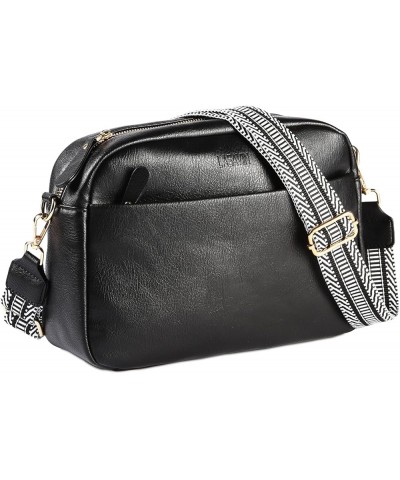 Crossbody Bags for Women, Fashion Medium Size 12.2" (L) 4.7" (W) 7.9" (H) Vegan Leather Purse Shoulder Handbag Black $14.84 C...