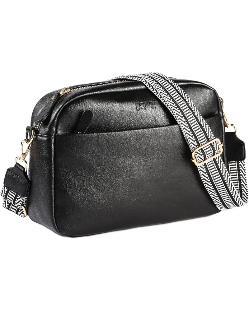 Crossbody Bags for Women, Fashion Medium Size 12.2" (L) 4.7" (W) 7.9" (H) Vegan Leather Purse Shoulder Handbag Black $14.84 C...