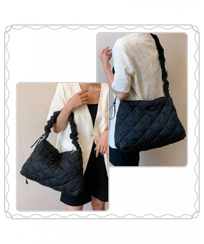 Women Large Puffy Tote Bag Quilted Down Cotton Padding Shoulder Bag Winter Warm Lightweight Handbag with Zip Style 6-black $1...