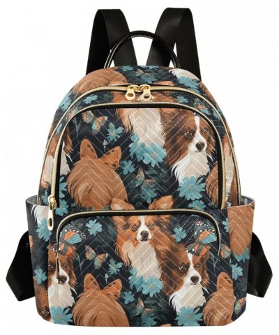 Dog Blue Butterfly Flowers Women's Backpack Purse Causal Daypack Work Travel College Business Trip Bag Shoulder Bag Small $16...